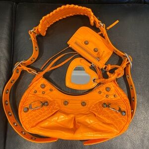 Balenciaga Cagole Croc Embosses orange leather